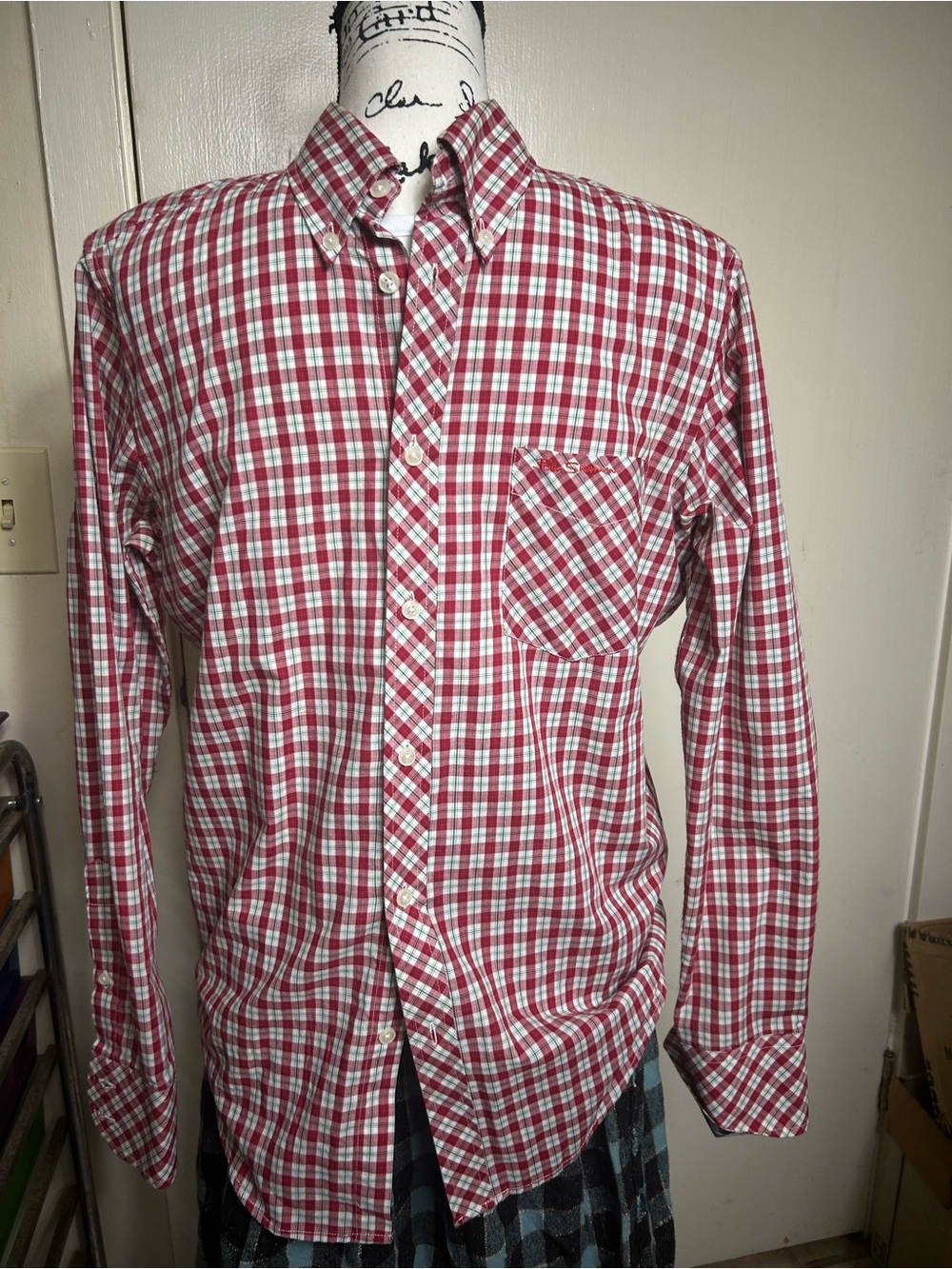 Ben Sherman Red & White Checked Button-Down Shirt